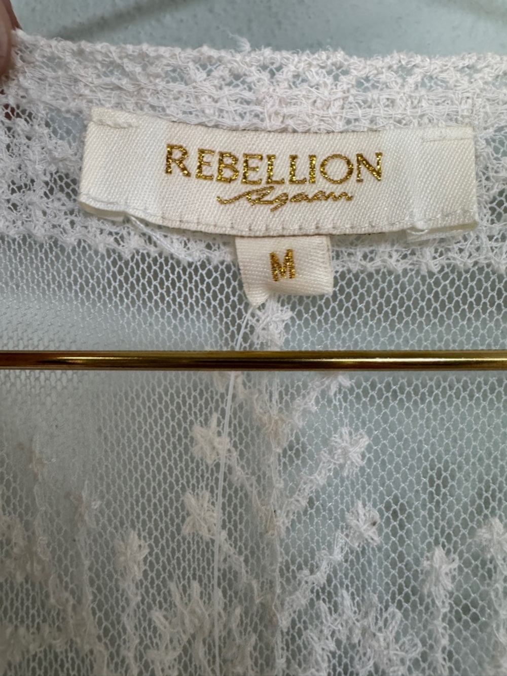 Rebellion Again Crochet Lace Floral Kimono Duster Cover Up Ethereal Festival M - Picture 7 of 9